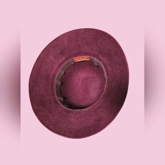 Helen Kaminski Australia Vintage Elegant Deep Cranberry Velvet Cloche Hat Velvet Cloche Hat in Eggplant Purple with Peony Flower and  main image 4